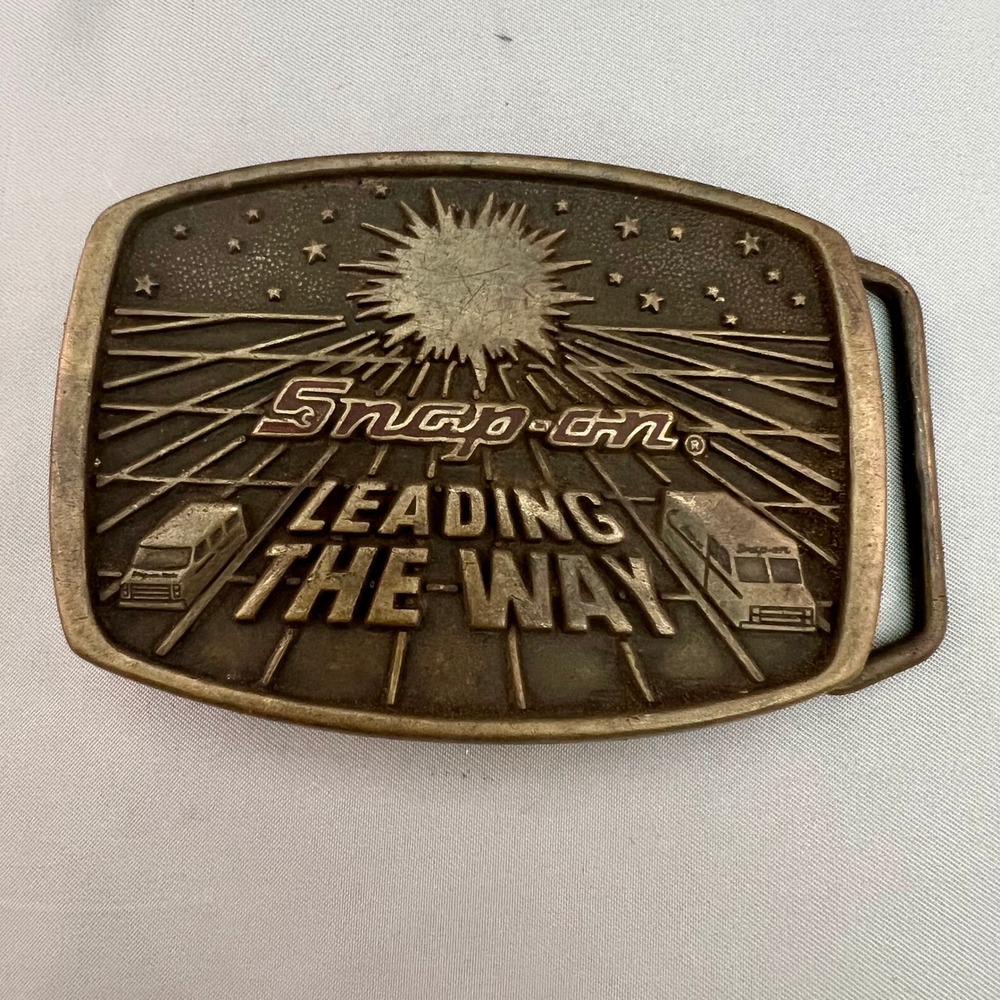 Snap-on Belt Buckle Mens OS Brass Excellent 1988 Limited Edition Leading The Way